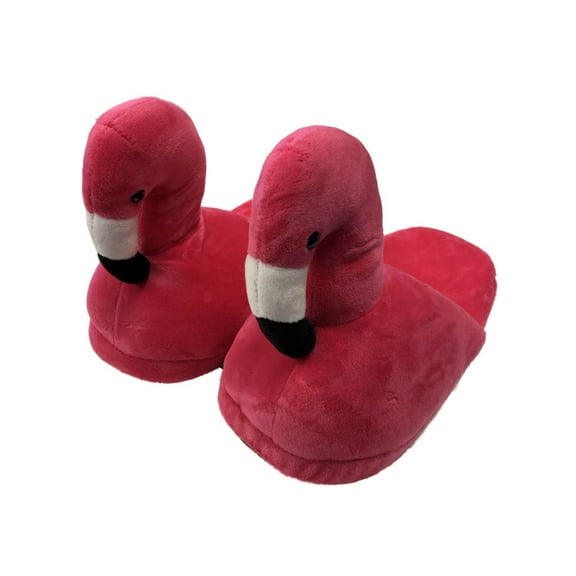 Womens Plush Hot Pink Flamingo Slippers Scuffs House Shoes Medium 7-8