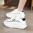 thumbnail image 4 of XIMIN Women's Leather Platform Increasing High Heel Leather Upper Sneakers Fashion Chunky Lace Up Sports Trainers High Top Casual Non-Slip Walking Wedge Sneakers, 4 of 6