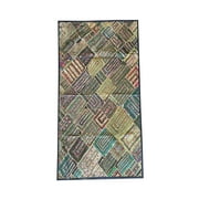 Mogul Indian Tapestry Vintage Patchwork Embroidered Boho Décor Kutch Table Throw Beaded Wall Decor