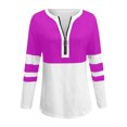 thumbnail image 3 of AKOEE Women 1/2 Zip Pullover Tops Colorblock Striped Long Sleeve S-3XL Lightweight Casual Tshirts Loose Fit, White L, 3 of 7