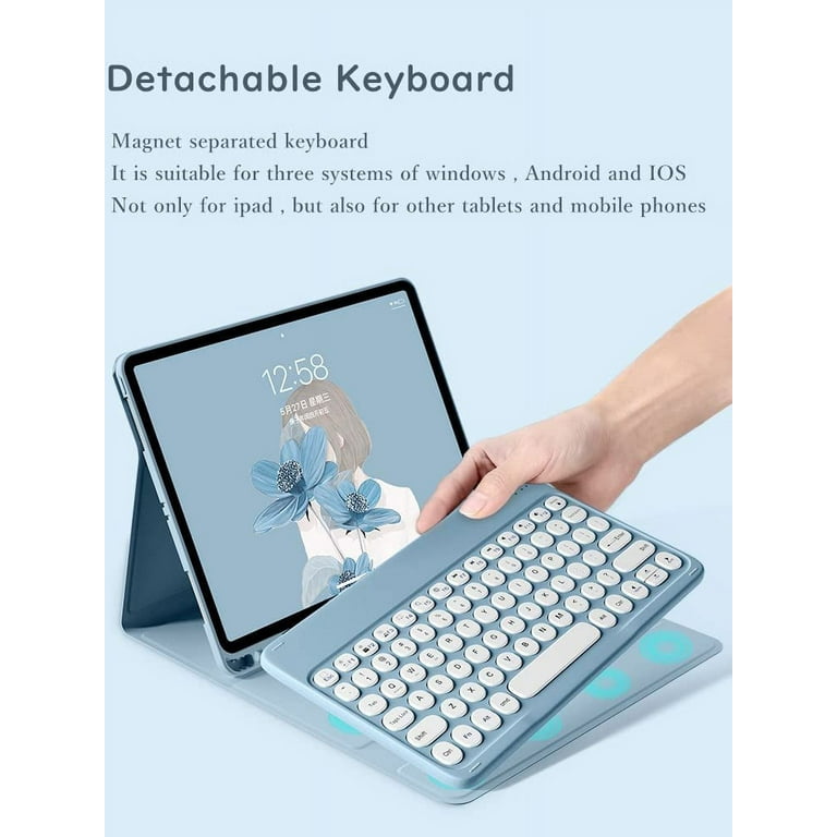 iPad 10th Generation 2022 10.9 Keyboard Case Cute Round Key Color Keyboard  Wireless Detachable BT Keyboard Cover for iPad 10 10.9-inch 