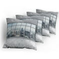 thumbnail image 5 of Ambesonne City Throw Pillow Cover 4 Pack, Big Window Downtown View, 16", Grey White, 5 of 7