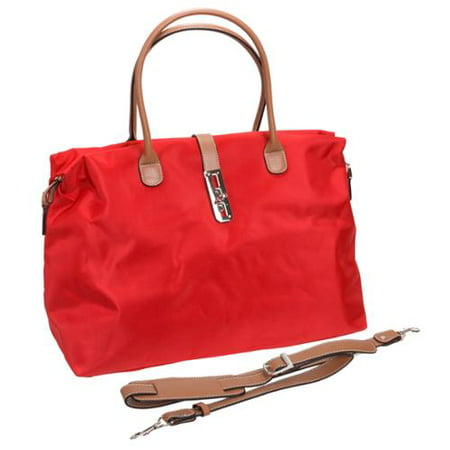 Tosca Red Oversized Nylon Travel Tote Handbag W/ Detachable Shoulder Strap NEW - wcy.wat.edu.pl