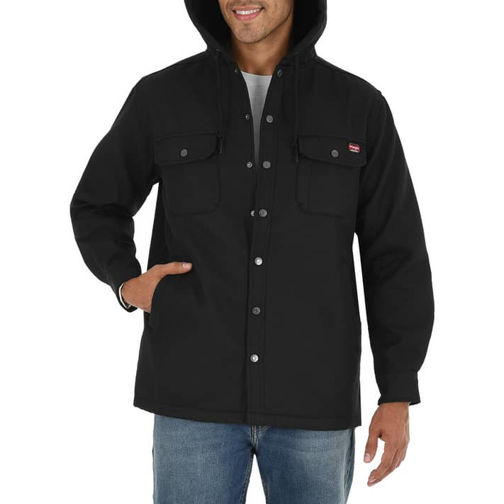 Wrangler Workwear Men's and Big Men's Essential Shirt Jacket with Polar  Fleece Lining and Hood, Sizes S-5XL 