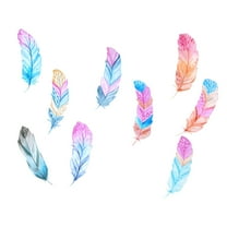 Colorful Feather Decals Wall Stickers Self-Adhesive Removable Peel and Stick for Living Room Bedroom Kids Room Hall Home Office Wall Decor