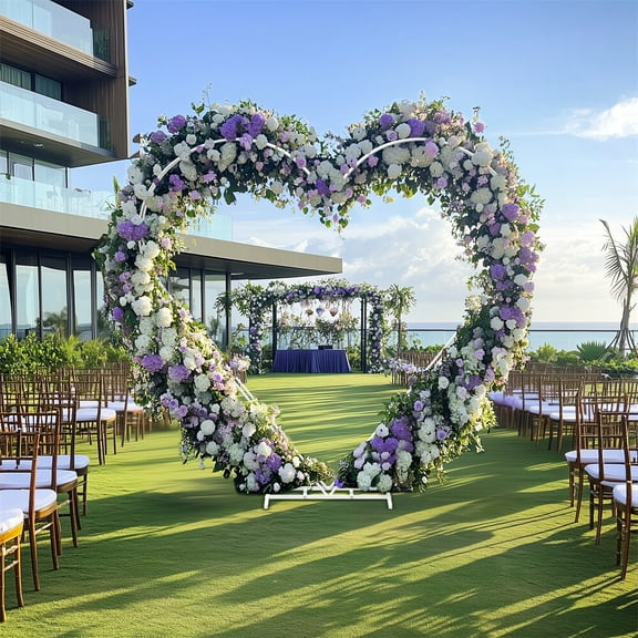 QISHENSHUI Heavy Duty Heart-Shaped Wedding Arch – Dual Support Stand for Crafting Stunning Flower & Balloon Backdrop Decor