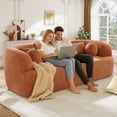 thumbnail image 3 of Muumblus 86“ Chenille Boneless Sofa, Modern Upholstered Living Room Couch, Cozy Curved 3-Seater Cloud Sofa, Orange, 3 of 9