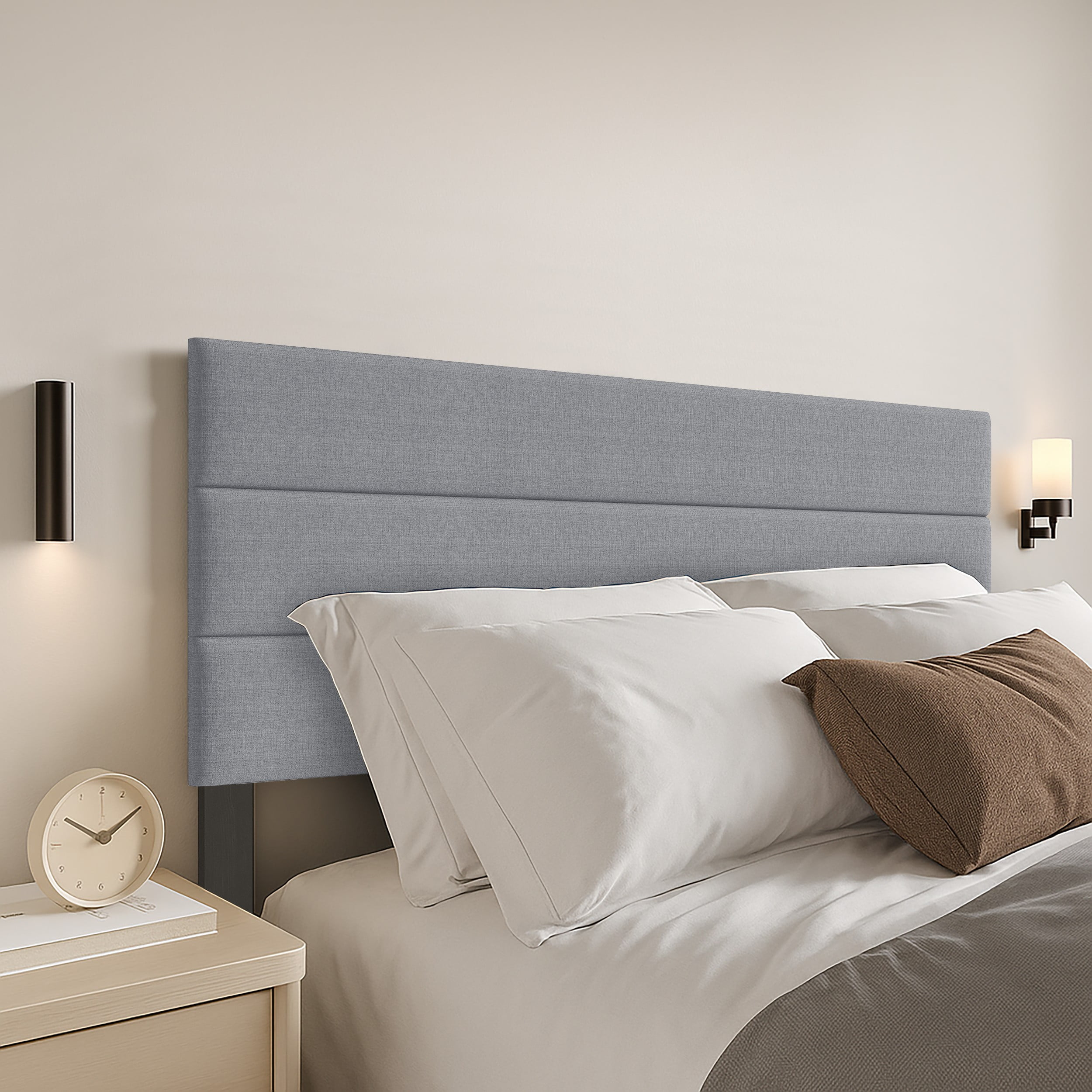 Etta Queen Tufted Upholstered Padded Bedroom Headboard in Grey