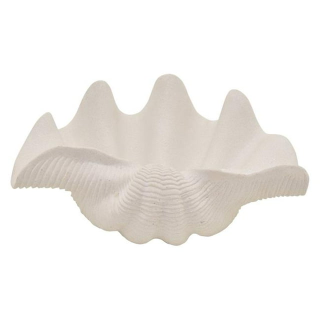 Plutus Brands PBTH94597 Resin Decorative Clamshell Bowl, White