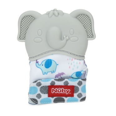 Nuby Happy Hands Teething Mitten for Babies, Gray Elephant Design