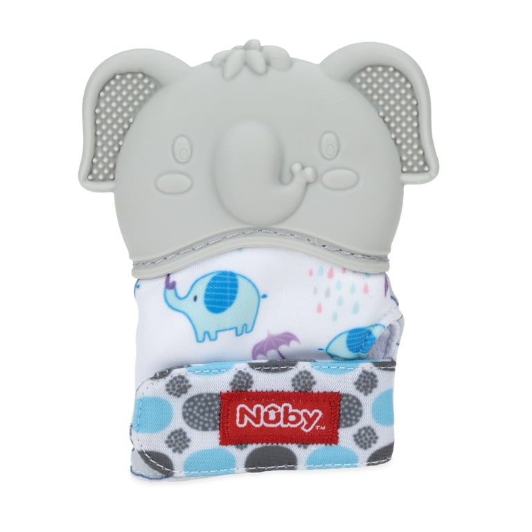 Nuby Happy Hands Silicone Teething Mitten, Gray photo 1