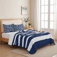 thumbnail image 5 of Full Quilt Set 78''x90'', Navy Blue Anchor Nautical Lightweight Bedspread Coverlet Set with 2 Pillow Shams, Navy Blue Striped Farmhouse Breathable All Season Quilt Bedding for Bedroom/Guest Room, 5 of 9