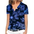 thumbnail image 1 of Blusa de manga corta con cuello en V y estampado informal para mujer Fridja  hjk4489, 1 of 4