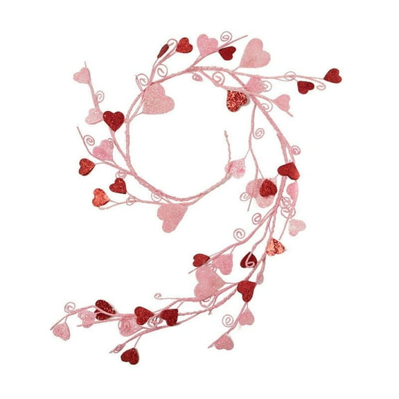 4ft Long Pink and Red Glittered Heart Garland - for DIY Valentine's Day Decor - Factory Direct Craft