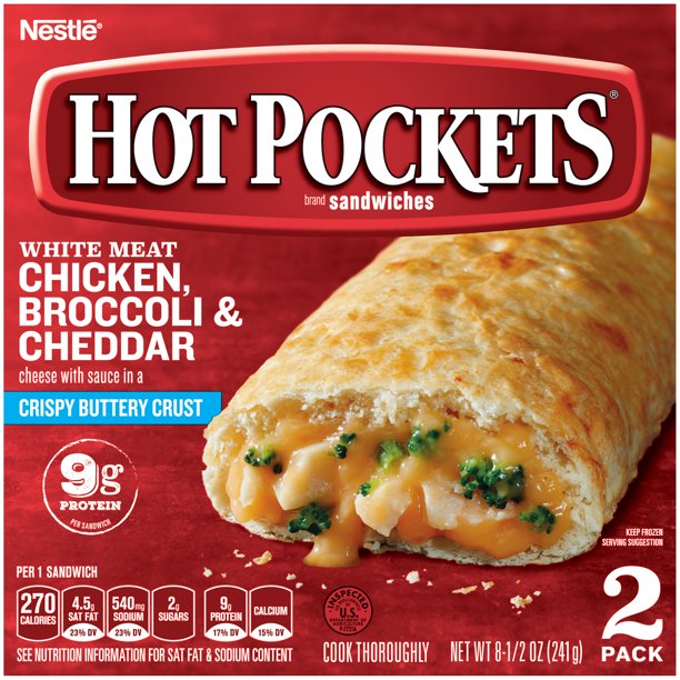 Hot Pockets Chicken Broccoli Cheddar Frozen Snacks 8 5 Oz Walmart Com Walmart Com