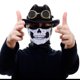 thumbnail image 2 of 1 juego de guantes de esqueleto y máscara de calavera Huesos de medio fantasma Guantes negros de huesos de esqueleto para fiesta de disfraces de baile de Halloween para adultos, 2 of 5