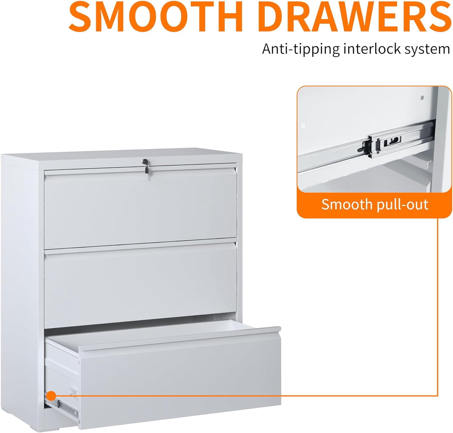 Heavy Duty Locking Metal File Cabinet for Home Office, Lateral Steel Cabinet with Drawers - Legal/Letter Size File, Assembly Required