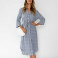thumbnail image 4 of Women Plus Size Dresses Casual Long Sleeves Floral Print Button Down Dress V Neck Tshirt Boho Midi Dress Side Slit, 4 of 5