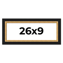 26x9 Frame Gold Real Wood Picture Frame Width 2.25 Inches | Interior Frame Depth 0.5 Inches |