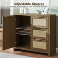 thumbnail image 6 of OAKHAM Storage Cabinet with 3 Drawer, Rattan Sideboard Buffet Accent Cabinet Boho Entryway Storage Cabinet Console for Living Room, Bedroom, Hallway, Special Walnut, 6 of 9