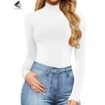 thumbnail image 5 of PULLIMORE Womens High Neck Tops Bodysuit Turtleneck Long Sleeve Stretchy Bodycon Jumpsuit (S, White), 5 of 7