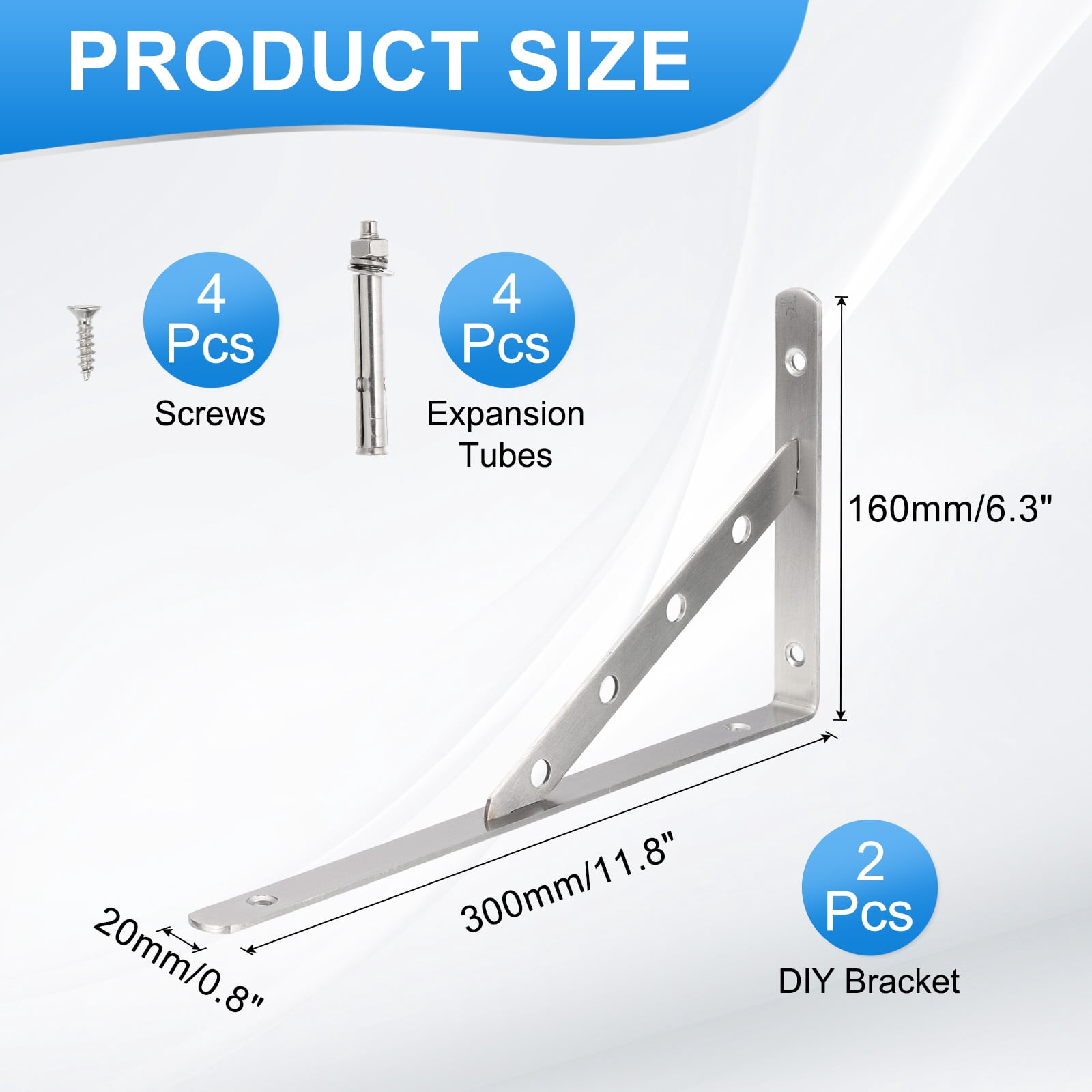 Wall Shelf Brackets, Heavy Duty Stainless Steel Collapsible Wall Mounted Shelf Bracket Space Saving for Table 12"