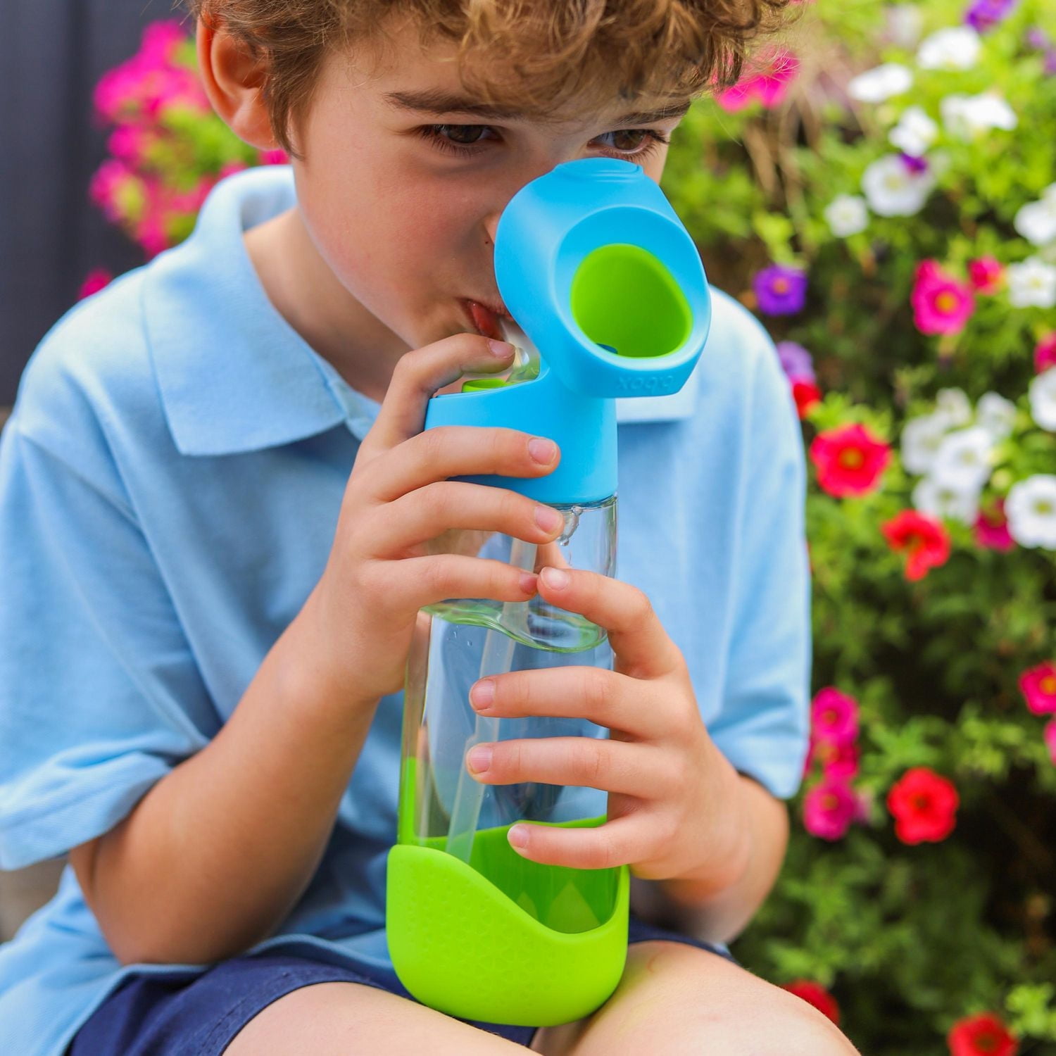 b.box - 20oz Tritan Straw Bottle: Large, Modern Water Bottle with Flip Straw for Kids. Spill Proof, BPA Free. Great for School