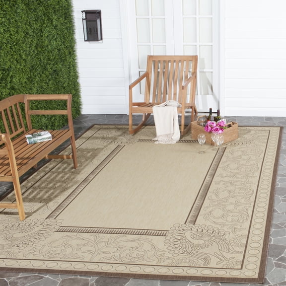 Safavieh Courtyard Cooper Botanical Indoor/Outdoor Area Rug, Natural/Chocolate, 9' x 12'