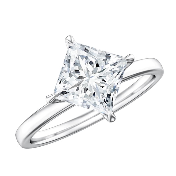 Rosec Jewels IGI Certified Lab Grown Diamond Princess Cut Engagement Ring 2 Carat - Diamond Solitaire Ring - E-VS1 Quality, 925 Sterling Silver, US 4.00