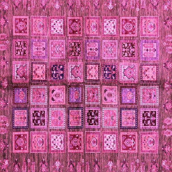 Ahgly Company Indoor Square Abstract Pink Modern Area Rugs, 6' Square