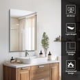 thumbnail image 5 of VONIGEE 24x36 Inch Frameless Bathroom Mirror, Rectangle Wall Mirror with Polished Edge, Vanity Mirrors for Bathroom, Bedroom, Living Room, Hangs Horizontally or Vertically, 5 of 8