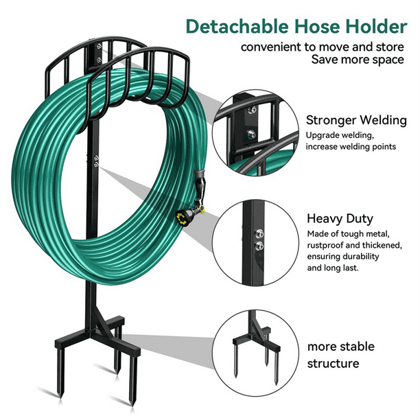 Garden Water Hose Holder-Detachable Hose Holder Stand Heavy Duty Metal ...