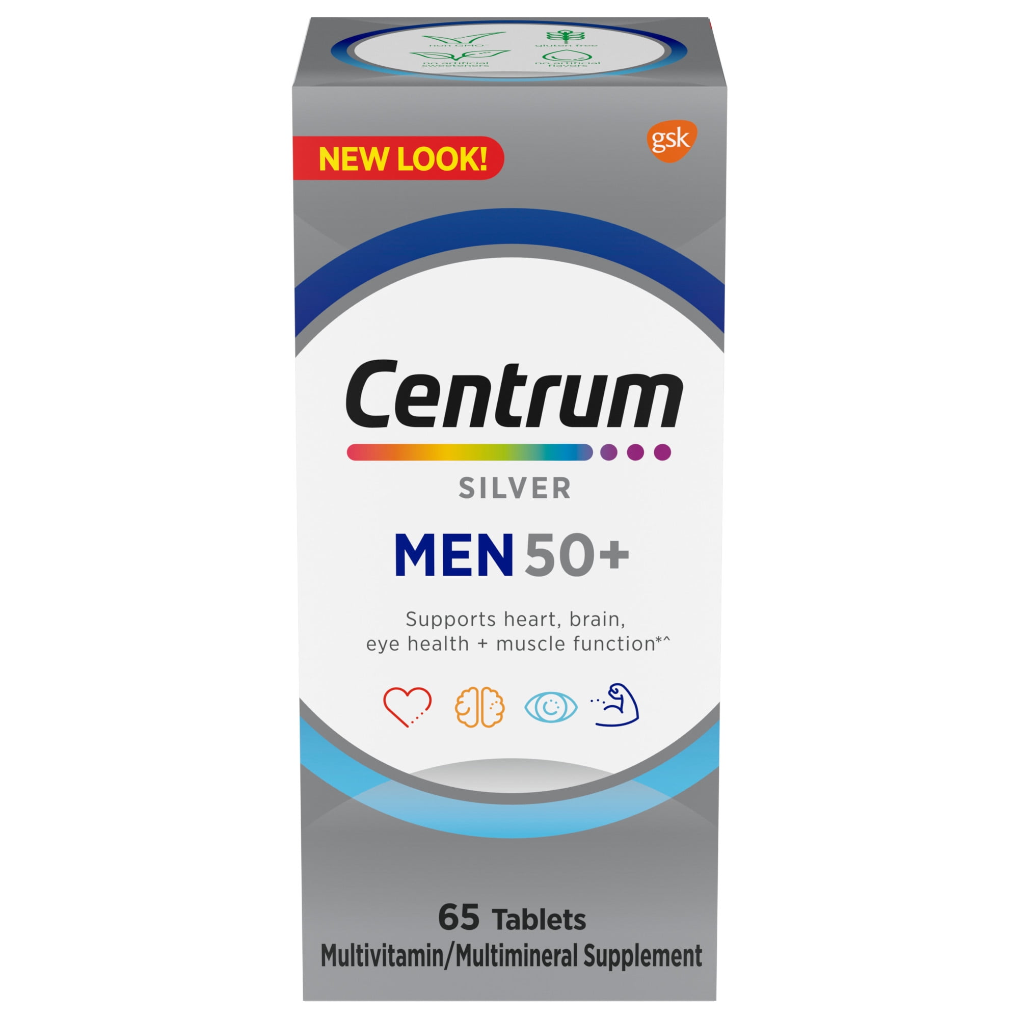Centrum Silver Men 50 Plus Multivitamin Supplement Tablets, 65 Count
