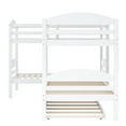 thumbnail image 6 of Bed Frame Twin L-Shaped Bunk bed with Trundle-White, 6 of 8