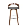 thumbnail image 5 of Sonia 30" Bar Height Swivel Gray Faux Leather and Walnut Wood Bar Stool, 5 of 9