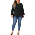 thumbnail image 2 of Agnes Orinda Plus Size Sparkle Sequin Tops for Women Long Sleeve Shimmer Glitter Party Shirts Blouses 2X Black, 2 of 6