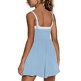 thumbnail image 5 of HKYNLAG Women Casual Strappy Romper Summer Spaghetti Strap Jumpsuits Sleeveless One Piece Overalls with Pockets Sky Blue S, 5 of 6