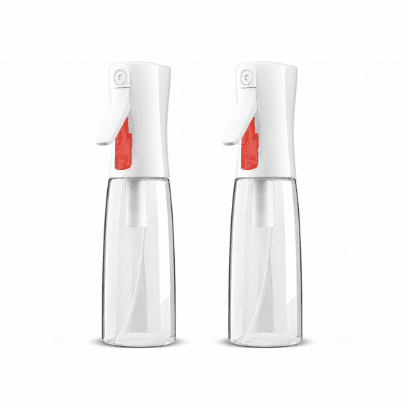 2 Pack 6.1oz Continuous Spray Bottles - Refillable Fine Mist Water Mister with Lockable Trigger, BPA-Free Clear Bottles for Hair Styling, Cleaning & Plants