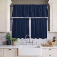 thumbnail image 4 of 3 Piece Kitchen Curtains and Valances Set Solid Dark Blue Cafe Curtains 36 Inch Length Minimalism Abstract Denim Texture Valance & Tier Curtain for Living Room Bedroom Small Window 54"x18"+27"x36"*2, 4 of 6