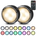 thumbnail image 1 of DEBGFS LED Puck Lights Battery Operated LED Under Cabinet Lighting Wireless Stick on Tap Lights with Remote Controll Color Changing Timer Function for Cabinets  Shelves  Closets - 6Pack,black,2, 1 of 6