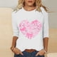 thumbnail image 2 of RKSTN Valentines Gift 3/4 Length Sleeve Womens Tops Oversized Crewneck Valentine Day Loves Heart Graphic Print Short Sleeve T Shirt Womens Casual Plus Size Round Neck Three Quarter Sleeve Tee Shirt, 2 of 7