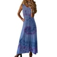 thumbnail image 1 of Fashnice Dames Robe de Soleil Imprimé Floral Maxi Robes Sans Manches Robe Longue Sexy Boho Bleu 5XL, 1 of 2
