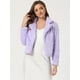 thumbnail image 3 of Abrigo mullido de piel sintética con solapa de muesca y chaqueta recortada para mujer Otoño Invierno Púrpura M, 3 of 6