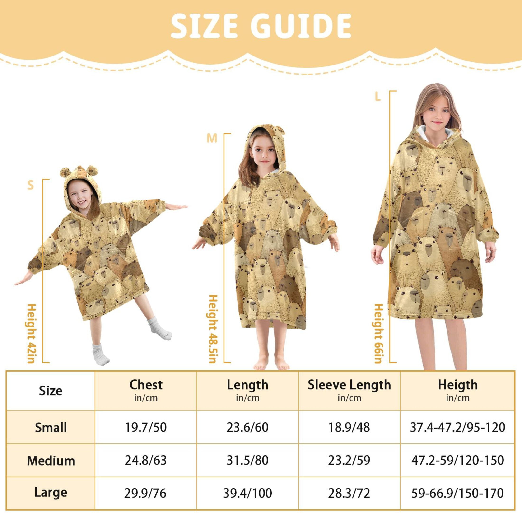 joogoo Blanket Hoodie for Doodle Capybara Oversize Sweatshirt 3-14 YR L