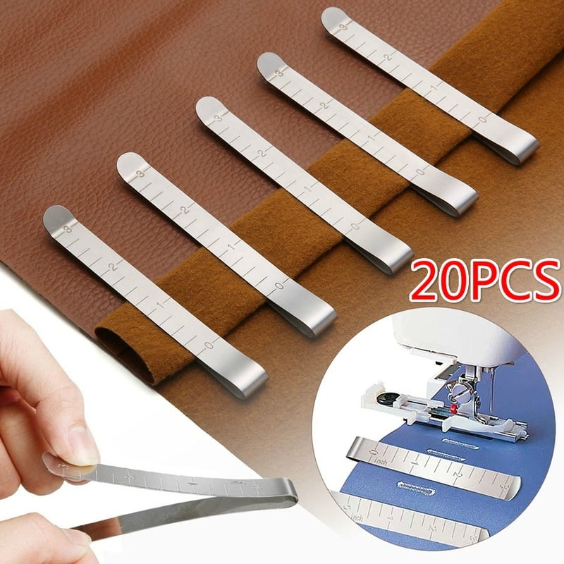 20pcs Stainless Steel Hemming Clips Measurement Ruler Sewing Quilting Clips  #Z