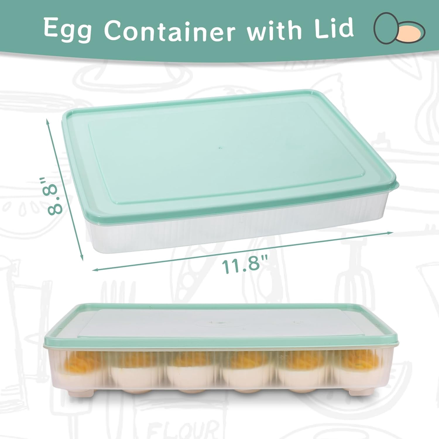 2 Pcs Deviled Egg Containers with Lid, 24 Eggs Plastic Deviled Egg Holder Storage Container for Fridge, Reusable Devil Egg Tray Platter Countertop Easter Camping Refrigerator Supplies