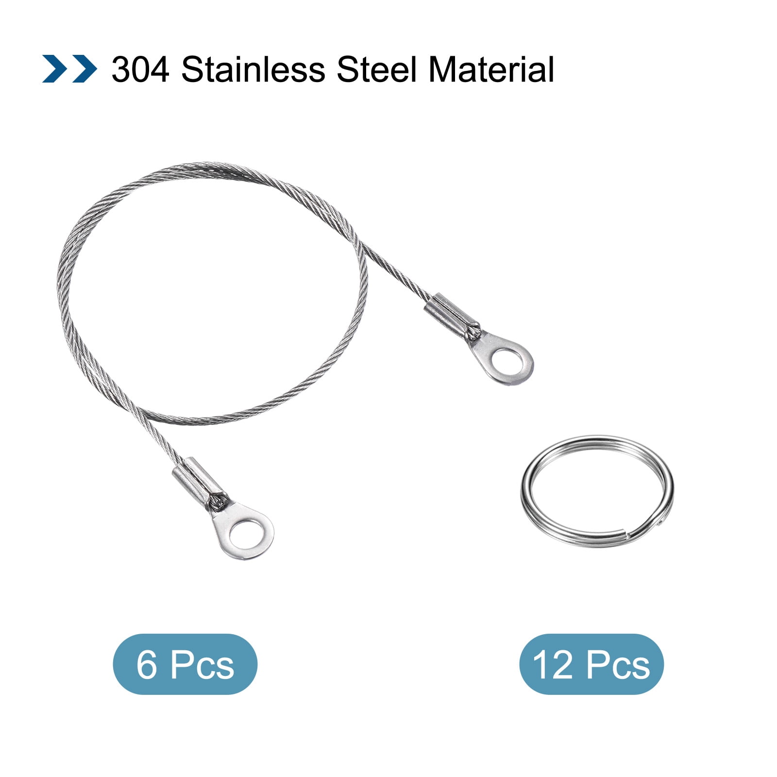 Unique Bargains Eyelets Ended Security Wire Rope with Key Ring Silver Tone 1.5mmx30cm