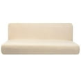 thumbnail image 3 of Funda para sofá cama y futón, color liso, plegable, elástica, sin brazos Beige S, 3 of 9