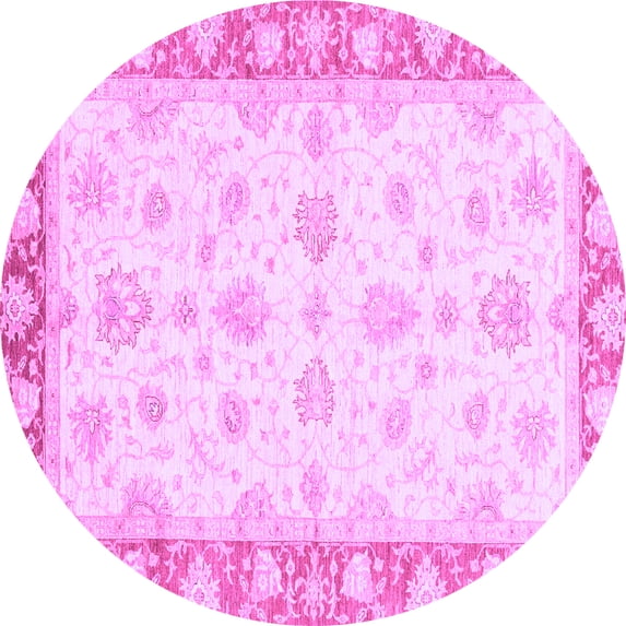 Ahgly Company Indoor Round Oriental Purple Modern Area Rugs, 4' Round