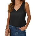 thumbnail image 2 of Women Silk Satin Tank Top V Neck Summer Blouse Sleeveless Shirt Business Casual Dressy Outfit Vacation Clothes Black S, 2 of 6
